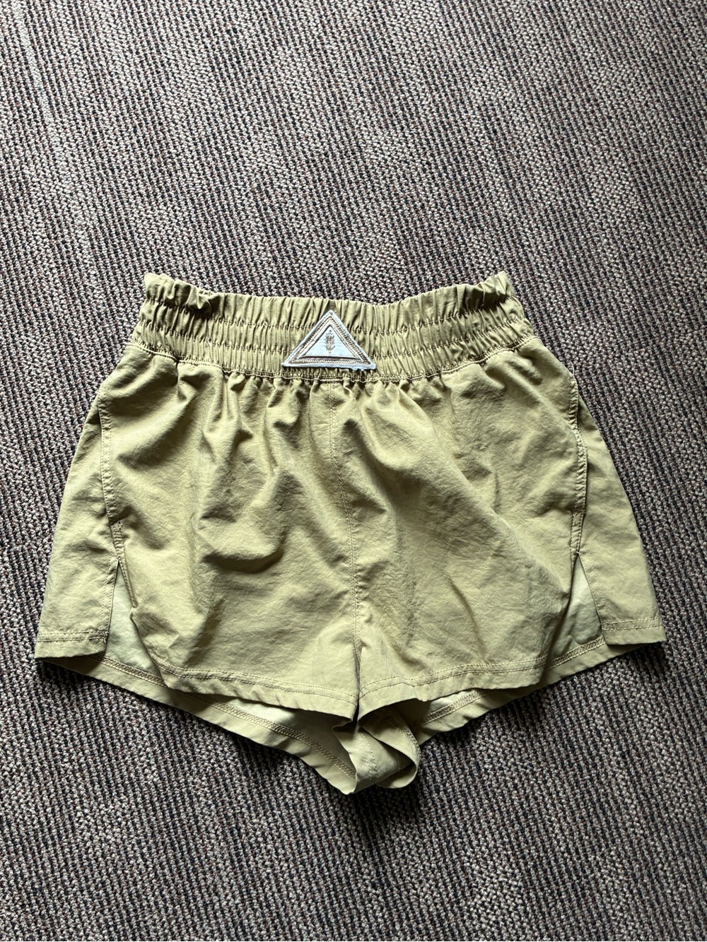 Free People Olive Green Athletic Shorts with Elastic Waist